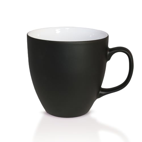 Mahlwerck Jumbotasse BIG, große hochwertige Porzellan-Kaffeetasse mit matter Oberfläche, moderner Kaffeebecher mit Henkel 600 ml, Diamond Black, schwarz von Mahlwerck