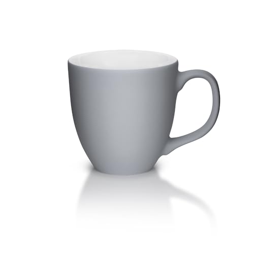 Mahlwerck Jumbotasse, große Kaffeetasse oder Teetasse aus Porzellan, Coffee mug mit matter Oberfläche, ca. 400 ml, silber von Mahlwerck