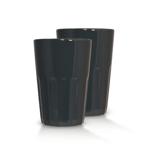 Mahlwerck Porzellan Latte Macchiato oder Cappuccino Becher, Kaffee-Tasse French Style, Iron Grey, 400 ml, 2er Set von Mahlwerck