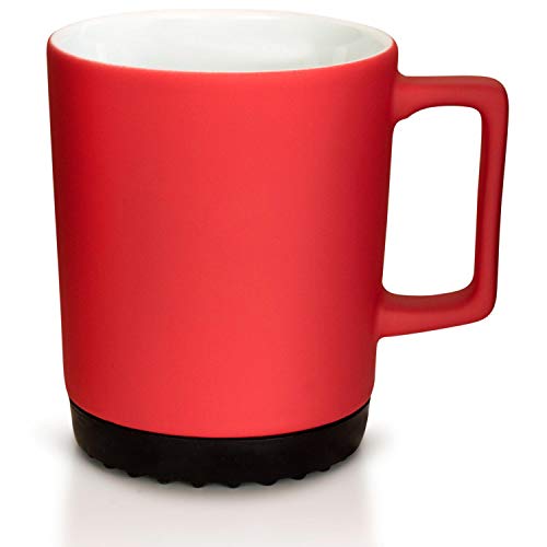 Mahlwerck Softpad Tasse Rot, Große Porzellan-Kaffeetasse in Rot mit schwarzen SoftPad, 350 ml von Mahlwerck