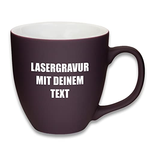 Mahlwerck XL Jumbotasse, selbst gestalten, große Porzellan-Kaffeetasse mit matter Oberfläche, Tasse personalisieren mit Namen, Geschenk, 400-450ml, mit eigener Textgravur, Berry Violet von Mahlwerck