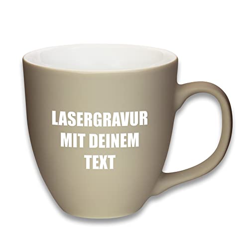 Mahlwerck XL Jumbotasse, selbst gestalten, große Porzellan-Kaffeetasse mit matter Oberfläche, Tasse personalisieren mit Namen, Geschenk, 400-450ml, mit eigener Textgravur, Desert Sand von Mahlwerck