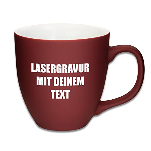 Mahlwerck XL Jumbotasse, selbst gestalten, große Porzellan-Kaffeetasse mit matter Oberfläche, Tasse personalisieren mit Namen, Geschenk, 400-450ml, mit eigener Textgravur, Dragon Wine Red von Mahlwerck