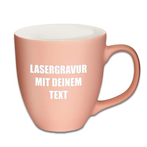 Mahlwerck XL Jumbotasse, selbst gestalten, große Porzellan-Kaffeetasse mit matter Oberfläche, Tasse personalisieren mit Namen, Geschenk, 400-450ml, mit eigener Textgravur, Pastel Pink von Mahlwerck