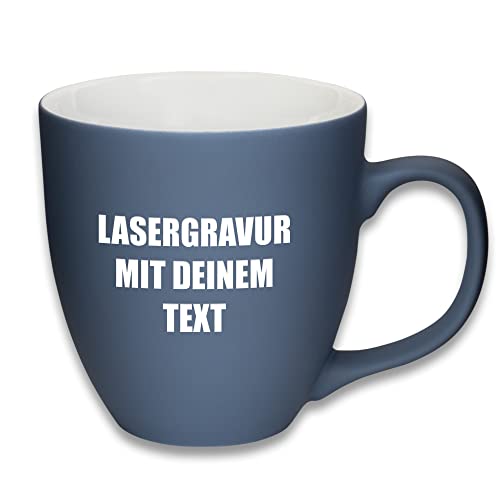 Mahlwerck XL Jumbotasse, selbst gestalten, große Porzellan-Kaffeetasse mit matter Oberfläche, Tasse personalisieren mit Namen, Geschenk, 400-450ml, mit eigener Textgravur, Shark Blue von Mahlwerck