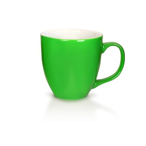 Mahlwerck Jumbotasse, große Kaffeetasse aus Premium Porzellan mit hoch-glänzender Oberfläche, Geschenktasse, Spring Green, 400ml von Mahlwerck