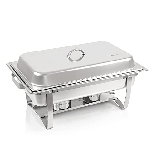 Mahlzeit Chafing Dish | Edelstahl Warmhaltebehälter Essen | Speisenwärmer, Speisebehälter, Buffet Wärmer, Wärmebehälter | Rechaud für Catering, Buffet und Party (Cannes (3X 1/3 GN-Behälter)) von Mahlzeit