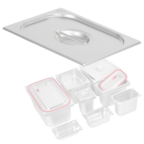Mahlzeit Deckel für GN Behälter 1/2 | Verschiedene Größen verfügbar | Edelstahl Gastronomiebehälterdeckel | Behälter-Deckel, Gastronormbehälter Deckel, Wärmebehälterschutz für 1/2 von Mahlzeit
