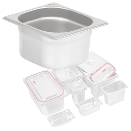 Mahlzeit GN Behälter 1/6 | Höhe 100 mm | Verschiedene Größen verfügbar | Edelstahl Gastronomiebehälter | Gastronorm Behälter, Gastronormbehälter, Wärmebehälter für Chafing Dishes von Mahlzeit