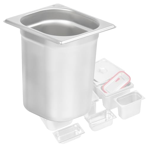 Mahlzeit GN Behälter 1/6 | Höhe 200 mm | Verschiedene Größen verfügbar | Edelstahl Gastronomiebehälter | Gastronorm Behälter, Gastronormbehälter, Wärmebehälter für Chafing Dishes von Mahlzeit
