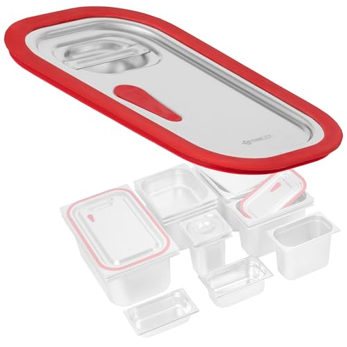 Mahlzeit GN Behälter Deckel mit Silikonrand für GN 1/4 | Edelstahl Gastronomiebehälterdeckel, Behälter-Deckel, Gastronormbehälter Deckel, Wärmebehälterschutz, Geeignet für 1/4 Gastro-Behälter von Mahlzeit