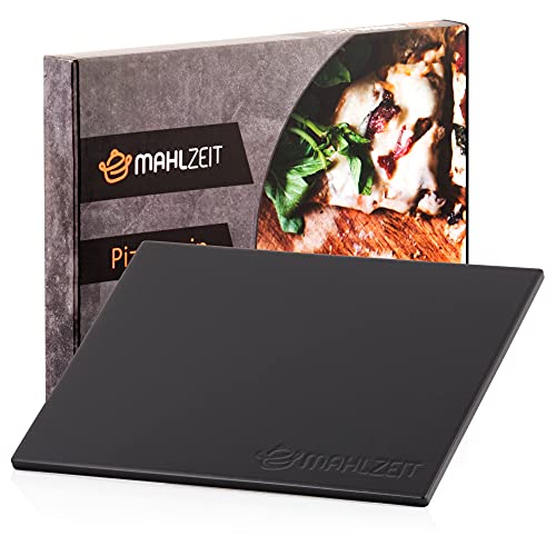 Mahlzeit Pizzastein eckig | 38 x 30 cm | Steinplatte für Pizza und Flammkuchen | Cordierit Stein für Grill, für Backofen und Gasgrill | Backstein, Brotbackstein von Mahlzeit