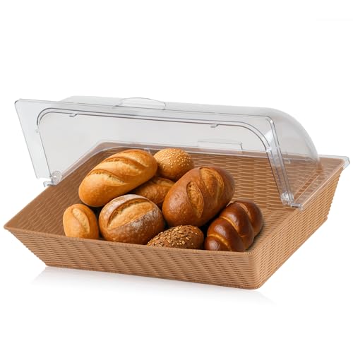 Mahlzeit Rattan Brotkorb mit Deckel | 54 x 36 x 26 cm | Rechteckig | Brotkasten mit Sichtfenster, Brotkasten Kunststoff, Buffetvitrine, Backwarentheke, Buffet Zubehör, Brötchenbox mit Rolldeckel Mahlzeit Rattan Brotkorb mit Deckel | 54 x 36 x 26 cm | Rechteckig | Brotkasten mit Sichtfenster, Brotkasten Kunststoff, Buffetvitrine, Backwarentheke, Buffet Zubehör, Brötchenbox mit Rolldeckel von Mahlzeit