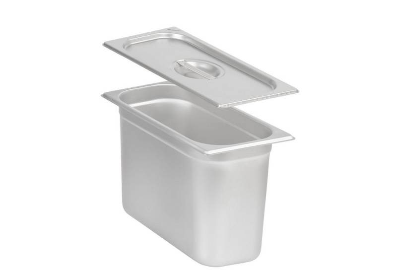 Mahlzeit Thermobehälter GN Behälter 1/3 mit Deckel, Höhe 200 mm, Edelstahl Wärmebehälter, Edelstahl, (Set, 2-tlg., 1x 1/3 GN Behälter mit Deckel(200 mm), für Chafing Dish von Mahlzeit