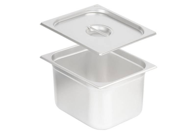 Mahlzeit Thermobehälter GN Behälter 2/3 mit Deckel, Höhe 200 mm, Edelstahl Wärmebehälter, Edelstahl, (Set, 2-tlg., 1x 2/3 GN Behälter mit Deckel(200 mm), für Chafing Dish von Mahlzeit