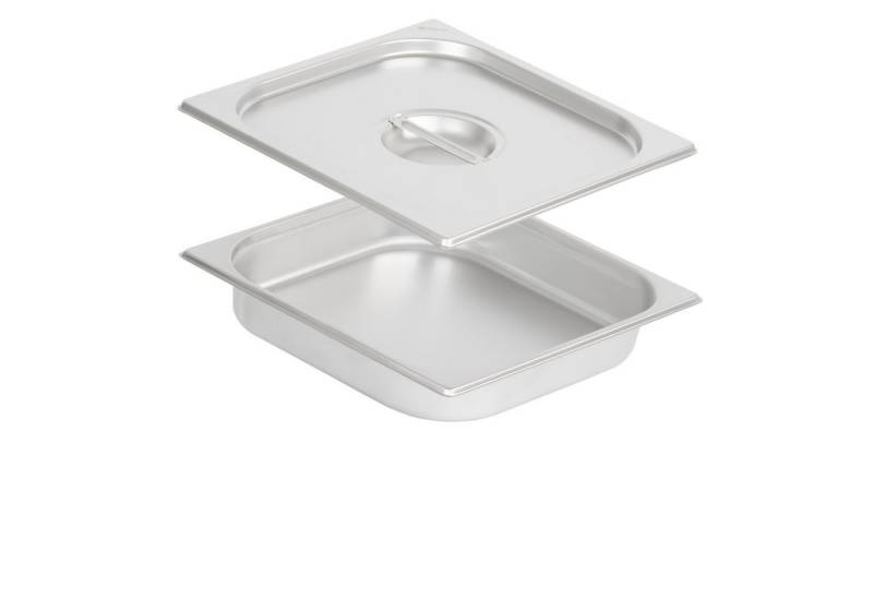 Mahlzeit Thermobehälter GN Behälter 2/3 mit Deckel, Höhe 65 mm, Edelstahl Wärmebehälter, Edelstahl, (Set, 2-tlg., 1x 2/3 GN Behälter mit Deckel(65 mm), für Chafing Dish von Mahlzeit