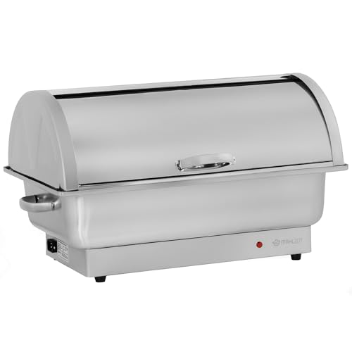 Mahlzeit elektrischer Edelstahl Chafing Dish mit GN 1/1 | 9 Liter | bis 80°C | Speisenwärmer mit Rolltop, Buffetwärmer | Warmhaltebehälter Essen, Wärmebecken elektrisch für Buffet und Catering von Mahlzeit