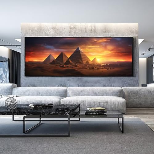 Ägypten Pyramiden Diamond Painting Malen Nach Zahlen Erwachsene, 5D Diamond Painting Erwachsene Diamant Painting Bilder Kinder, DIY Dimondpaintin Crystal Arts für Wand Deko Aesthetic Gifts 30x90cm-6k von Mahoxua