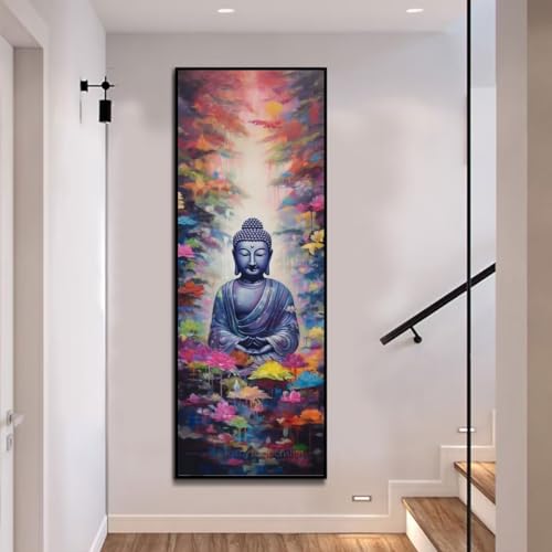 Diamond Painting Blume Buddha Diamond Painting Erwachsene, Groß xxl 90 X 30 cm, Malen Nach Zahlen Erwachsene, DIY Diamant Painting Bilder Kinder, 5D Diamant-Malset, Home Wanddekoration Geschenke-235l von Mahoxua