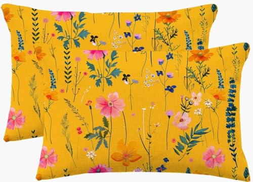 Kissenbezug 40x60 cm,Deko Kissen Gelb Dekokissen,Kissenbezug Blume Kissenbezüge mit ReißVerschluss,2er Set Sofakissen Leinen Kissen Bezug Couch Nackenkissen,Kopfkissenbezug für Deko Schlafzimmer m388 Kissenbezug 40x60 cm,Deko Kissen Gelb Dekokissen,Kissenbezug Blume Kissenbezüge mit ReißVerschluss,2er Set Sofakissen Leinen Kissen Bezug Couch Nackenkissen,Kopfkissenbezug für Deko Schlafzimmer m388 von Mahoxua