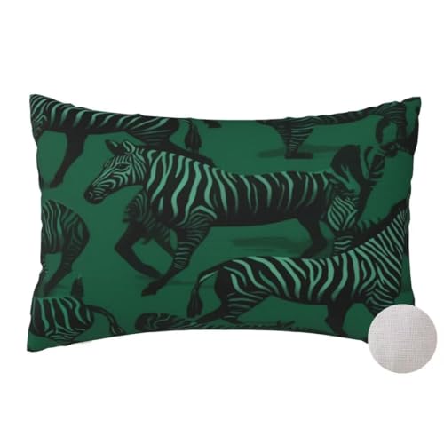 Kissenbezug 40x80 cm 2er Set Kissen Grün Dekokissen, Kissenbezug Zebra Kissenbezüge Sofakissen Zierkissen Kissenhülle Superweicher Kopfkissenbezug Mit ReißVerschluss für Couch Deko Schlafzimmer-dm330 von Mahoxua