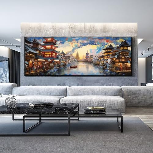 Landschaft Japan Diamond Painting Malen Nach Zahlen Erwachsene, 5D Diamond Painting Erwachsene Diamant Painting Bilder Kinder, DIY Dimondpaintin Crystal Arts für Wand Deko Aesthetic 70x210 cm-173k von Mahoxua