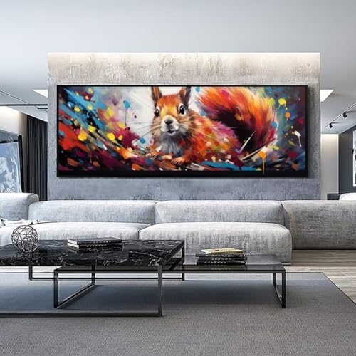 Tier Eichhörnchen Diamond Painting Malen Nach Zahlen Erwachsene, 5D Diamond Painting Erwachsene Diamant Painting Bilder Kinder, DIY Dimondpaintin Crystal Arts für Wand Deko Aesthetic 40x120 cm-133k von Mahoxua