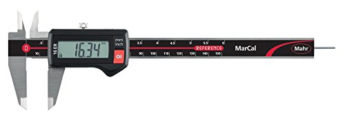 Mahr Federal 4103010 16 ER Digital Caliper, Range In/mm, 0-6'', 0.0005'' Resolution, Round Depth Rod, No Output, Black/Red by Mahr Federal von Mahr