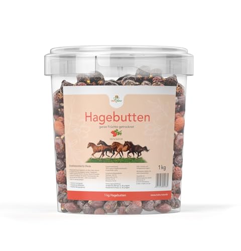 Mahu Natur 1 kg Getrocknete Hagebutten Pferd - Ganze Früchte Schonend Getrocknet - Für Pferde, Ponys Und Esel Mit Viel Vitamin C von Mahu Natur