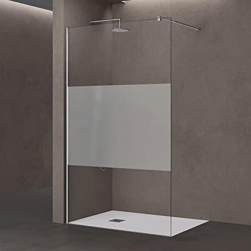 doporro Luxus Duschwand Duschabtrennung Bremen1MS 140x200 Walk-In Dusche mit Stabilisator aus Echtglas 8mm ESG-Sicherheitsglas Klarglas inkl. Nanobeschichtung von doporro