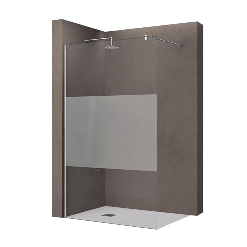 doporro Luxus Duschwand Duschabtrennung Bremen1MS 140x200 Walk-In Dusche mit Stabilisator aus Echtglas 8mm ESG-Sicherheitsglas Klarglas inkl. Nanobeschichtung von doporro