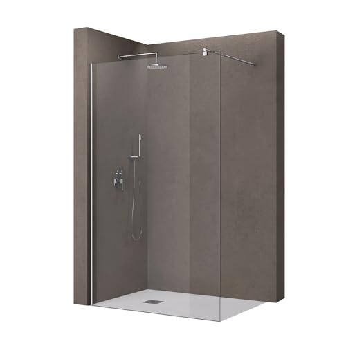 doporro Luxus Duschwand Duschabtrennung Bremen1K 80x200 Walk-In Dusche mit Stabilisator aus Echtglas 8mm ESG-Sicherheitsglas Klarglas inkl. Nanobeschichtung von doporro