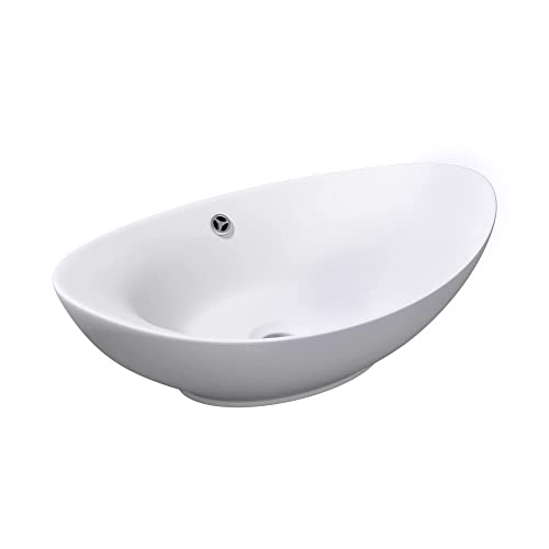 Mai & Mai Aufsatzwaschbecken Oval aus Keramik 59x38 cm matt weiß Waschschale Waschtisch mit Nano-Beschichtung Br818 von Mai & Mai
