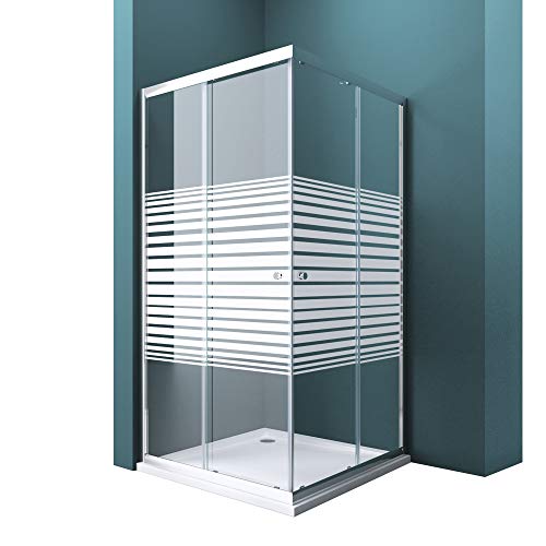 Duschwand mit Doppel-Schiebetür Duschtasse 80x80 cm Eckeinstieg Echtglas Lotuseffekt Duschkabine ESG Ravenna16MS von Mai & Mai