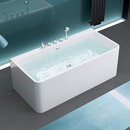 Mai & Mai Freistehende Badewanne 170x80cm Rechteck Sanitäracryl mit Armatur Standbadewanne V601s MA von Mai & Mai