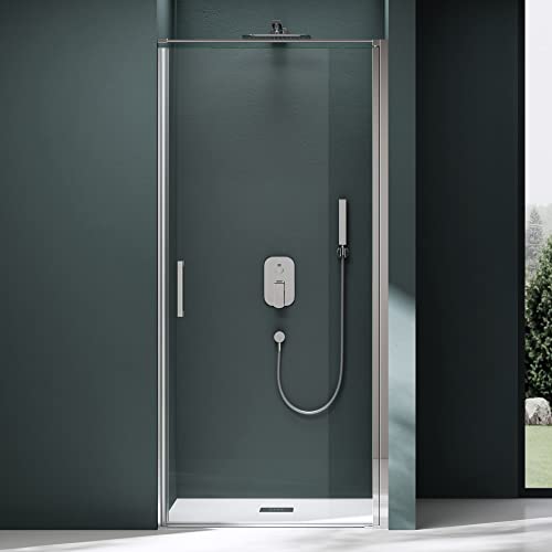 Mai & Mai Duschtür Nischentür 100cm Nischendrehtür Schwingtür Dusche 8mm Klarglas ESG-Sicherheitsglas mit Nanobeschichtung Hebe-Senk-Mechanismus Teramo36K von Mai & Mai