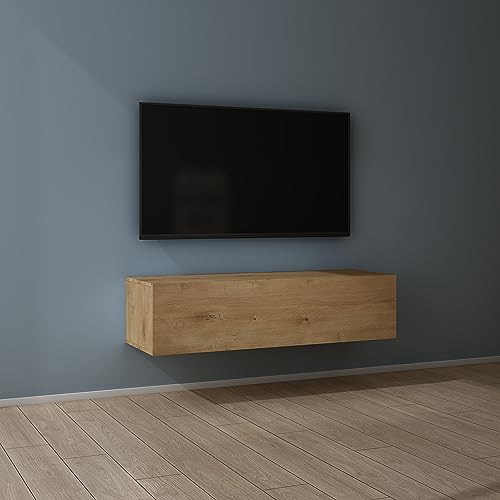 Mai & Mai Fernsehtisch Fernsehschrank TV Schrank Verdeckter Griff mit Soft-Close Lowboard Hängeschrank für Wohnzimmer in Kerneiche BTH: 120x40,2x30 cm Fernsehschrank02 von Mai & Mai