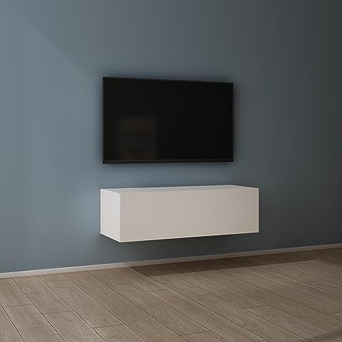 Mai & Mai Fernsehtisch Fernsehschrank TV Schrank Verdeckter Griff mit Soft-Close Lowboard Hängeschrank für Wohnzimmer in Matt Weiß BTH: 100x40,2x30 cm Fernsehschrank02 von Mai & Mai