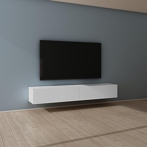 Mai & Mai Fernsehtisch Fernsehschrank TV Schrank Verdeckter Griff mit Soft-Close Lowboard Hängeschrank für Wohnzimmer in Matt Weiß BTH: 200x40,2x30 cm Fernsehschrank02 von Mai & Mai
