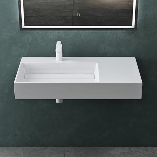 Mai & Mai Waschbecken Aufsatzwaschbecken Hängewaschbecken Col12-Links 100x48x13cm Waschtisch Waschplatz in weiß aus Mineralguss ohne Überlauf Mai & Mai Waschbecken Aufsatzwaschbecken Hängewaschbecken Col12-Links 100x48x13cm Waschtisch Waschplatz in weiß aus Mineralguss ohne Überlauf von Mai & Mai