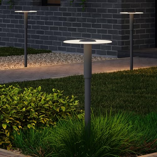 Mai & Mai Außenleuchte ⌀300xH804mm IP65 Wegeleuchte Außen | Pollerleuchte für Garten, 3000K Stehlampe Gartenlampe | Außenlampe Standleuchte Sandgrau dunkel 6W StellaeLights von Mai & Mai