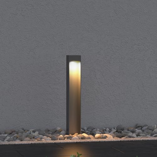 Mai & Mai Stehleuchte Außenleuchte 6x6x40cm IP65 Wegeleuchte Außen | Außenpollerleuchte für Garten, 3000K Stehlampe Gartenlampe | Außenlampe Standleuchte Sandgrau dunkel 5W BaldersLights von Mai & Mai