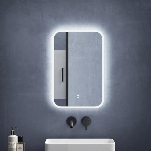 Mai & Mai Badspiegel mit LED Beleuchtung Wandspiegel 40x60cm Bad-Spiegel mit Touchschalter, Beschlagfrei durch Antifog-Schicht von Mai & Mai