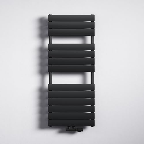 Mai & Mai Badheizkörper Handtuchheizkörper Handtuchhalter Heizkörper bad flach 120x50cm in Anthrazit Seitenanschluss & Mittelanschluss Paneelheizkörper Horizontal Handtuchwärmer Badheizung von Mai & Mai