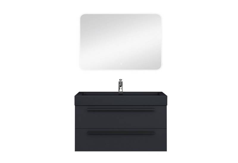 Mai & Mai Badmöbel-Set Badmöbelset Quadratto Unterschrank mit Waschschbecken aus Mineralguss von Mai & Mai