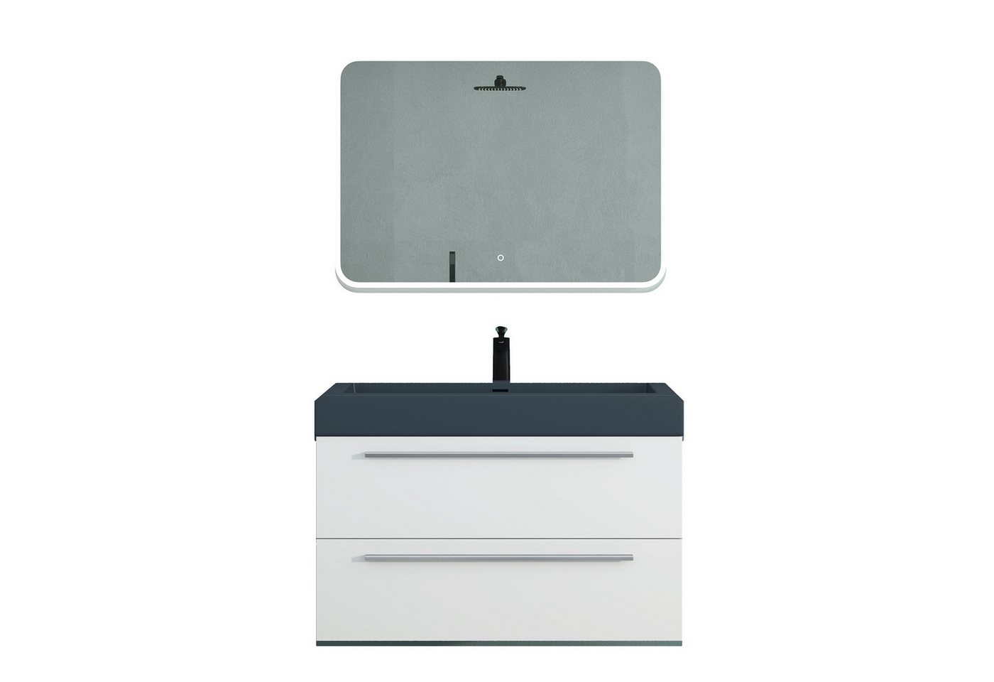 Mai & Mai Badmöbel-Set Badmöbelset Quadratto Unterschrank mit Waschschbecken aus Mineralguss von Mai & Mai