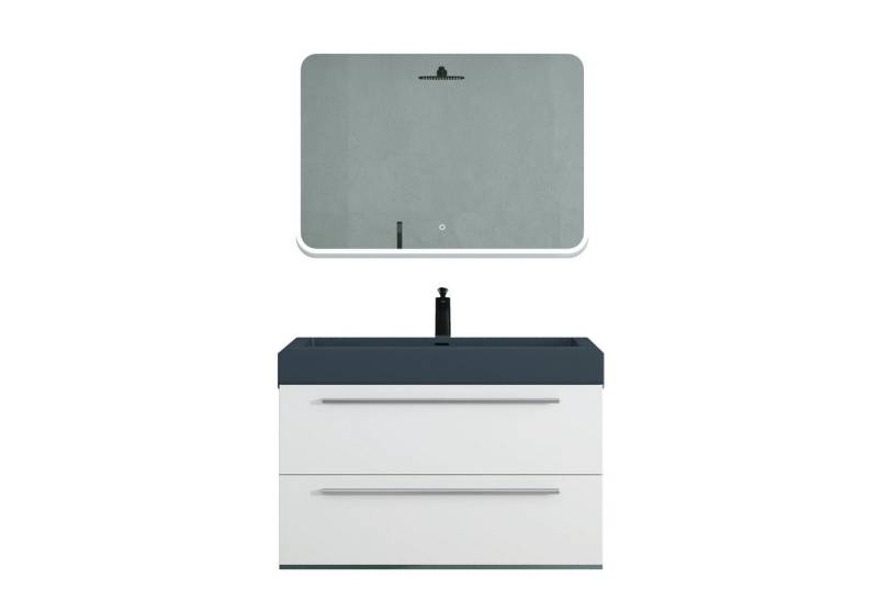 Mai & Mai Badmöbel-Set Badmöbelset Quadratto Unterschrank mit Waschschbecken aus Mineralguss von Mai & Mai