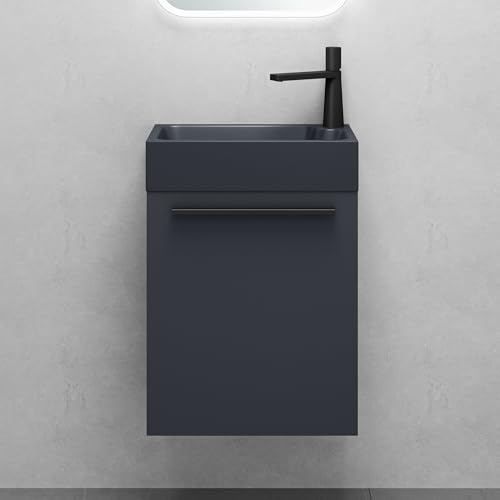 Mai & Mai Badmöbelset Badezimmermöbel Waschbeckenunterschrank in Anthrazit Matt und Waschbecken Anthrazit matt BxTxH 46x26x63 cm Pisa von Mai & Mai