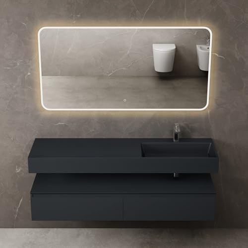 Mai & Mai Badmöbelset Waschtisch mit Unterschrank Anthrazit matt 150x48x25cm mit Soft-Close Schubladen inkl. Mineralguss-Waschbecken in matt Anthrazit und LED-Badspiegel UP Mai & Mai Badmöbelset Waschtisch mit Unterschrank Anthrazit matt 150x48x25cm mit Soft-Close Schubladen inkl. Mineralguss-Waschbecken in matt Anthrazit und LED-Badspiegel UP von Mai & Mai