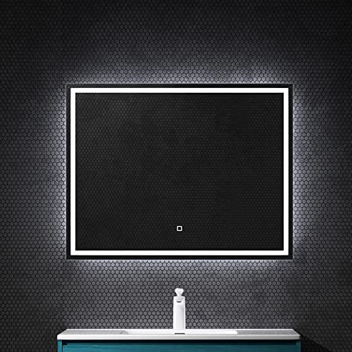 Mai & Mai Badspiegel mit LED Beleuchtung Wandspiegel 100x80mm Bad-Spiegel mit Touchschalter, Beschlagfrei durch Antifog-Schicht von Mai & Mai